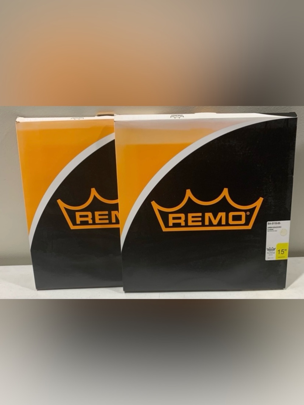 Two New Remo Ambassador 15” coated batter drum heads